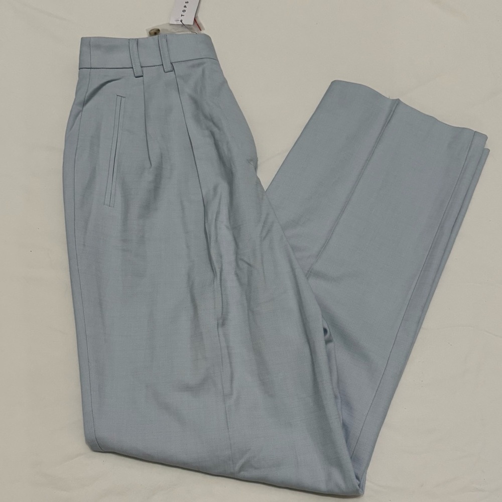 NWT Topshop Soft Blue Pleated Wide Leg Pant Trousers